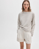 rag & bone Womens Novelty Knit Tops Kelly Stripe Boxy LS