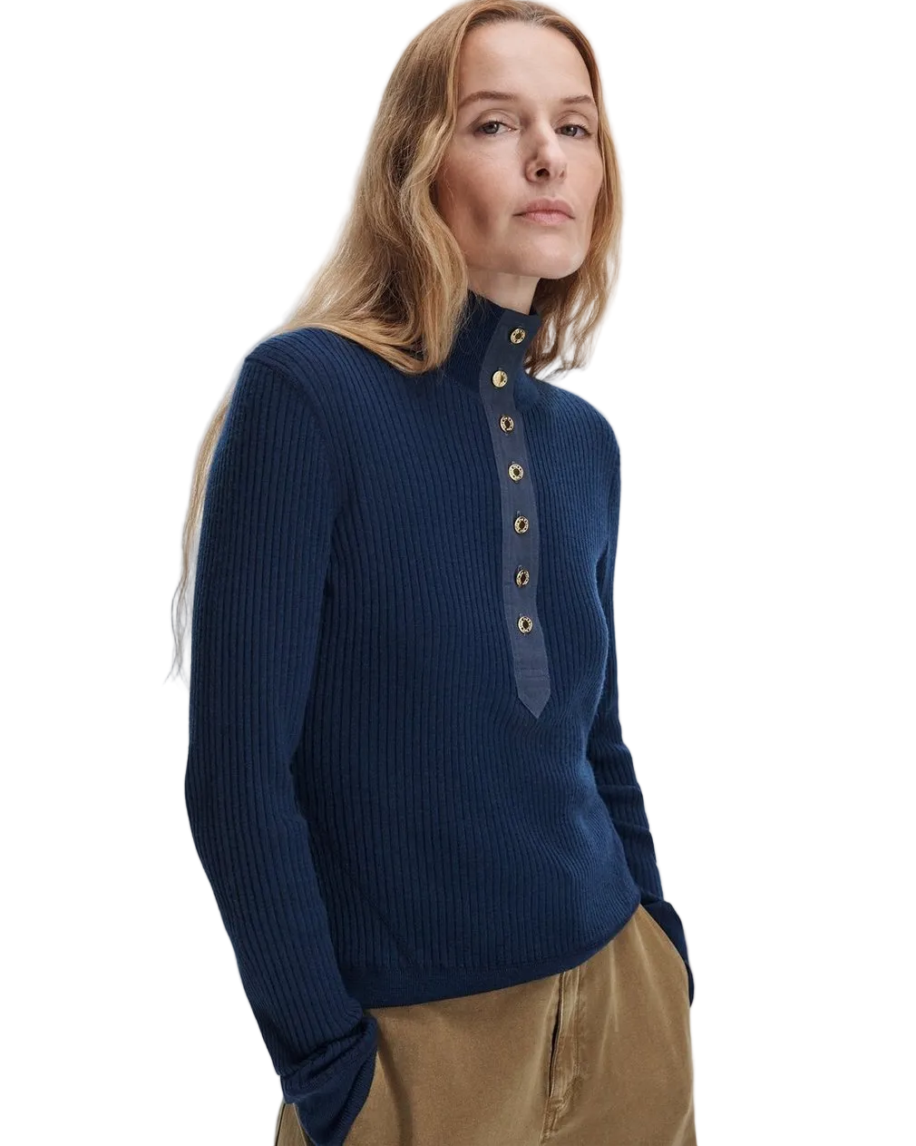 rag & bone Womens Novelty Knit Tops XSmall / Navy Lucy Henley