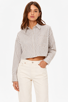 rag & bone Womens Novelty Tops Marin Cropped Striped Shirt