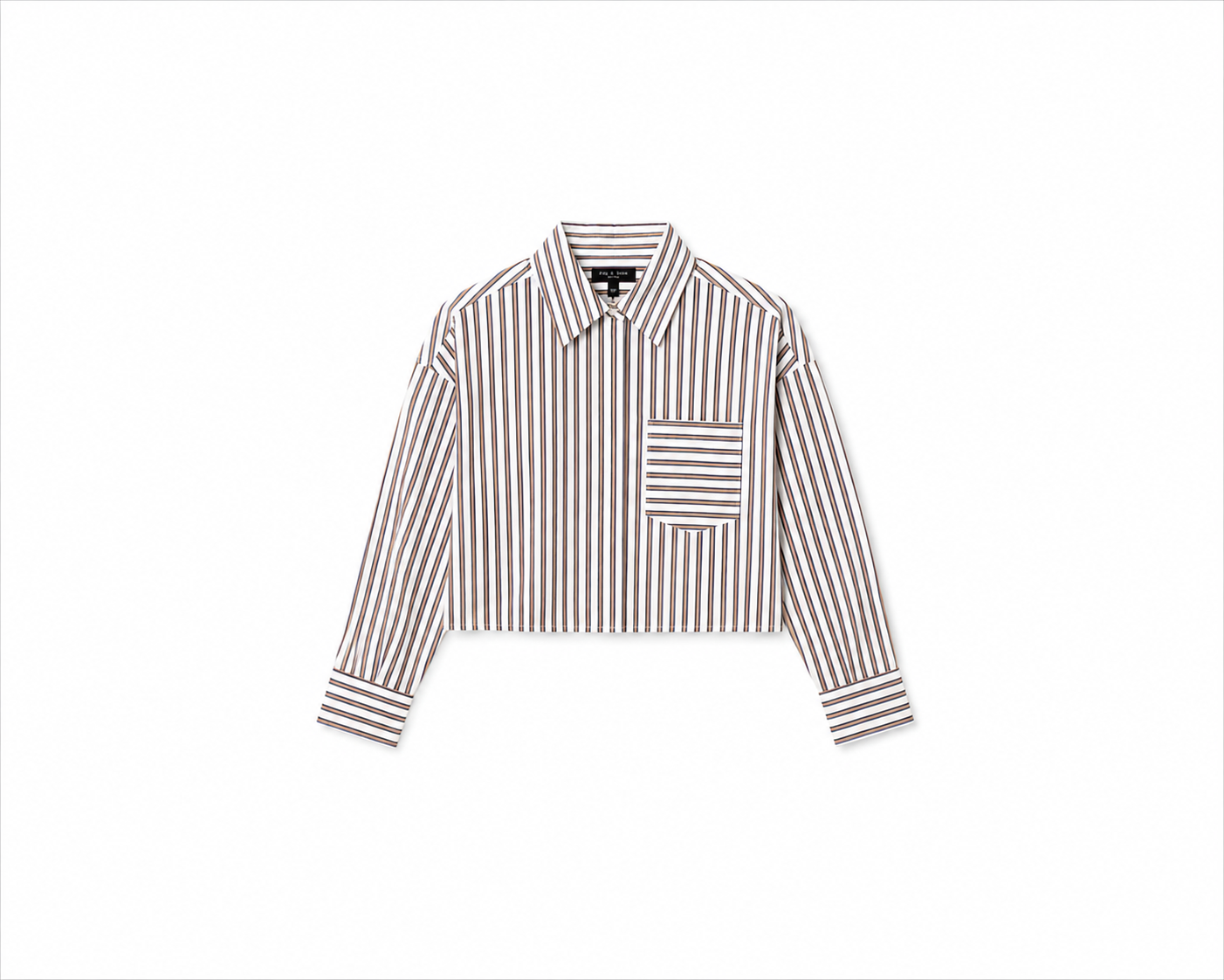 rag & bone Womens Novelty Tops XSmall / Tan Stripe Marin Cropped Striped Shirt