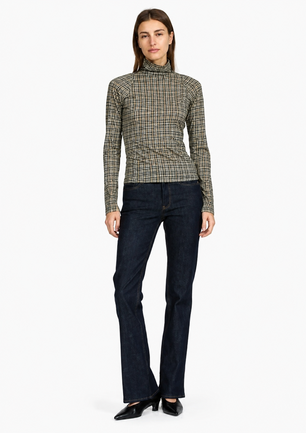 rag & bone Womens Novelty Tops Shaw Paneled LS Tneck Tee