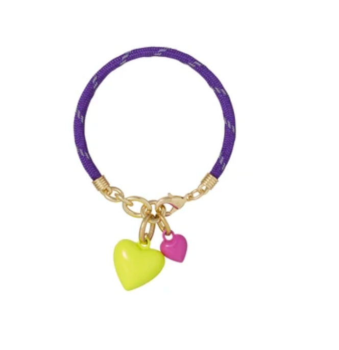 Roxanne Assoulin Womens Accessories Purple Happy Cord Bracelet - Mini Puff Charm