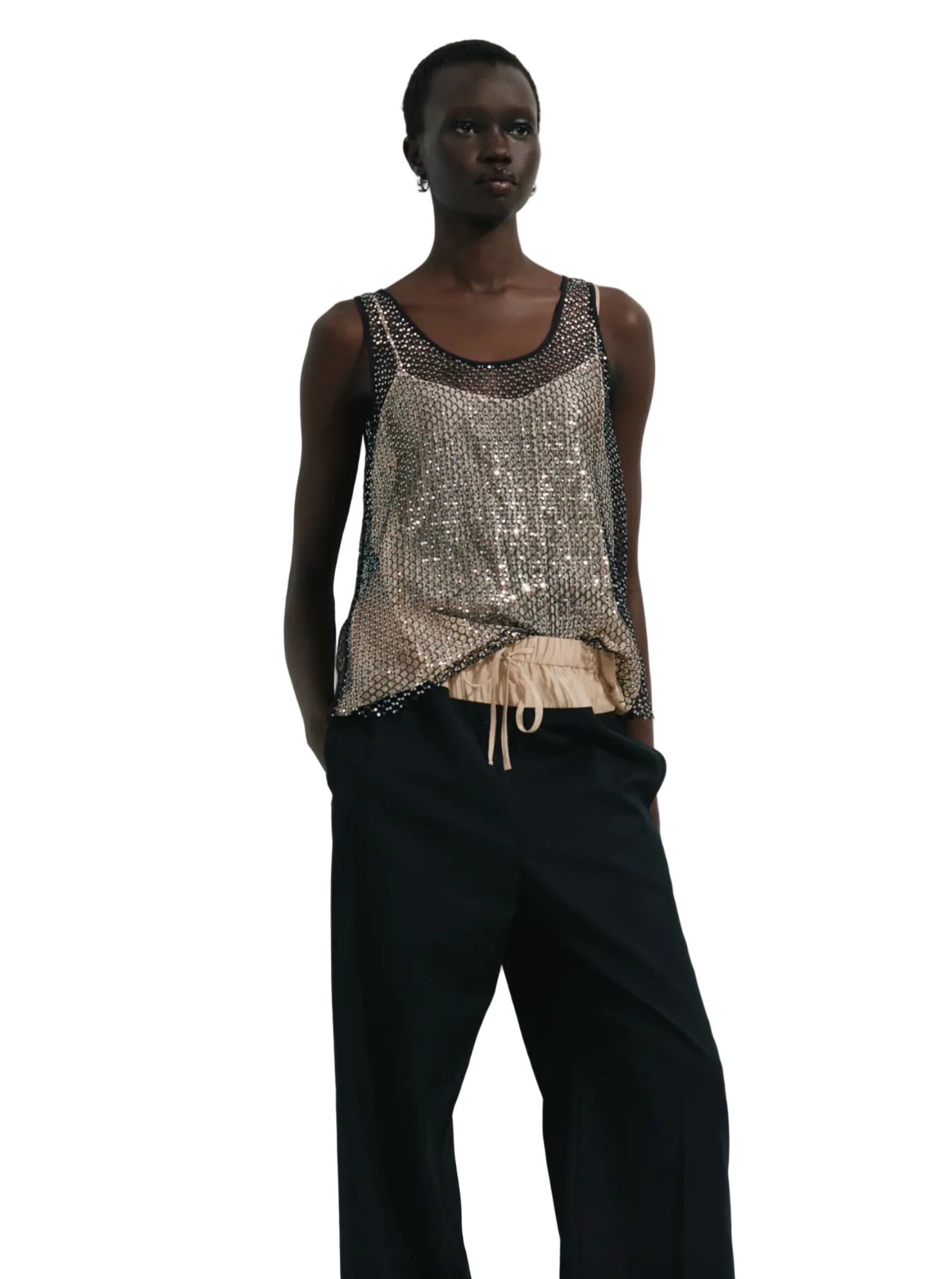 Saint Art New York Womens Novelty Tops Menton Mesh Sequin Top