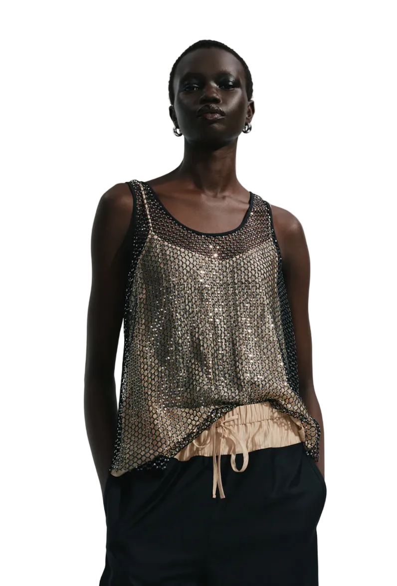 Saint Art New York Womens Novelty Tops Menton Mesh Sequin Top