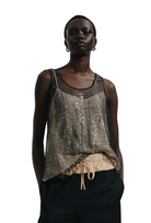 Saint Art New York Womens Novelty Tops Menton Mesh Sequin Top