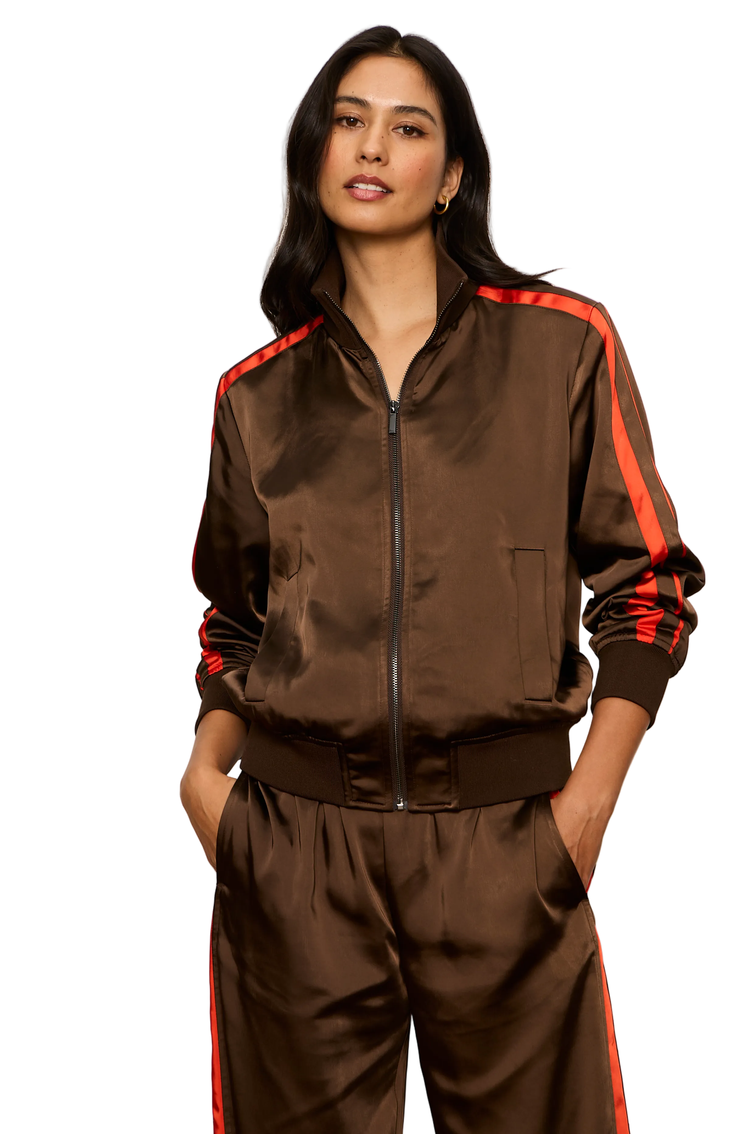 Sanctuary Womens Jackets XSmall / Espresso Martini On Track Satin Jacket