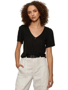 Sanctuary Womens Novelty Knit Tops Keyhole Flutter Tee