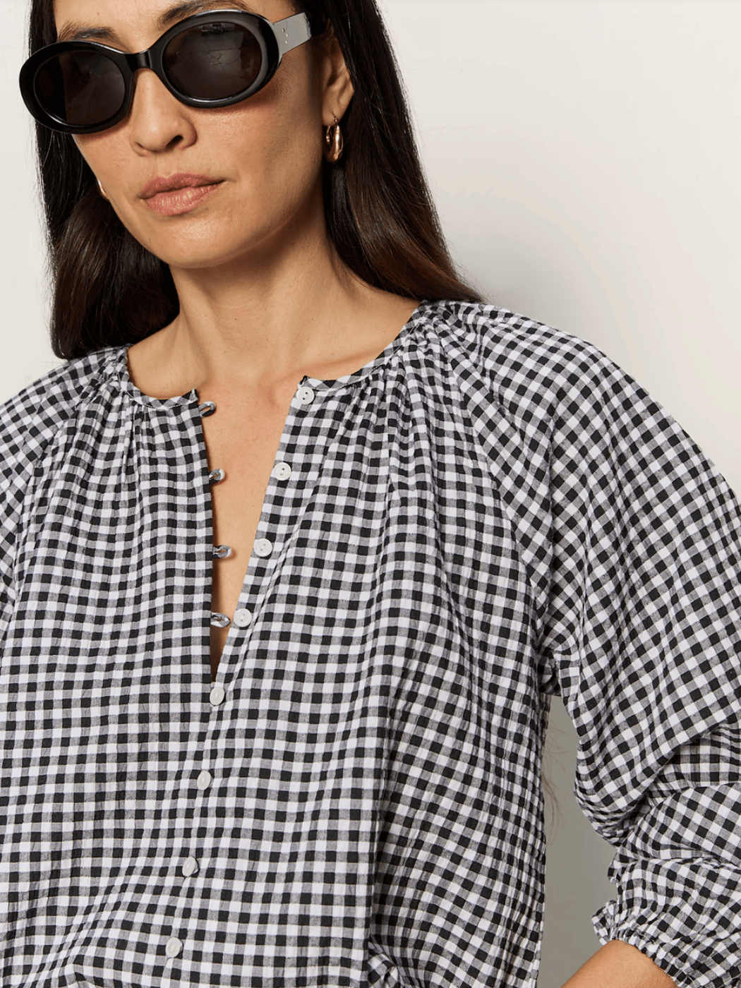 Sanctuary Womens Novelty Tops Perfect Gingham Button Blouse