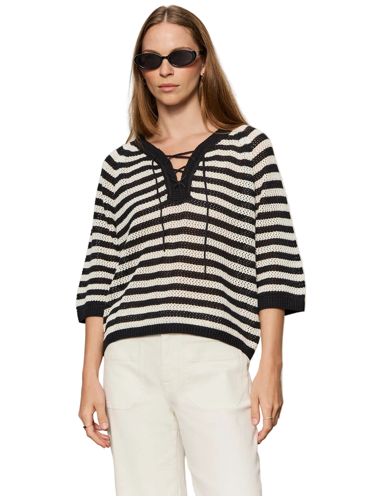 Sanctuary Womens Sweaters Lace Up Sweater Tee