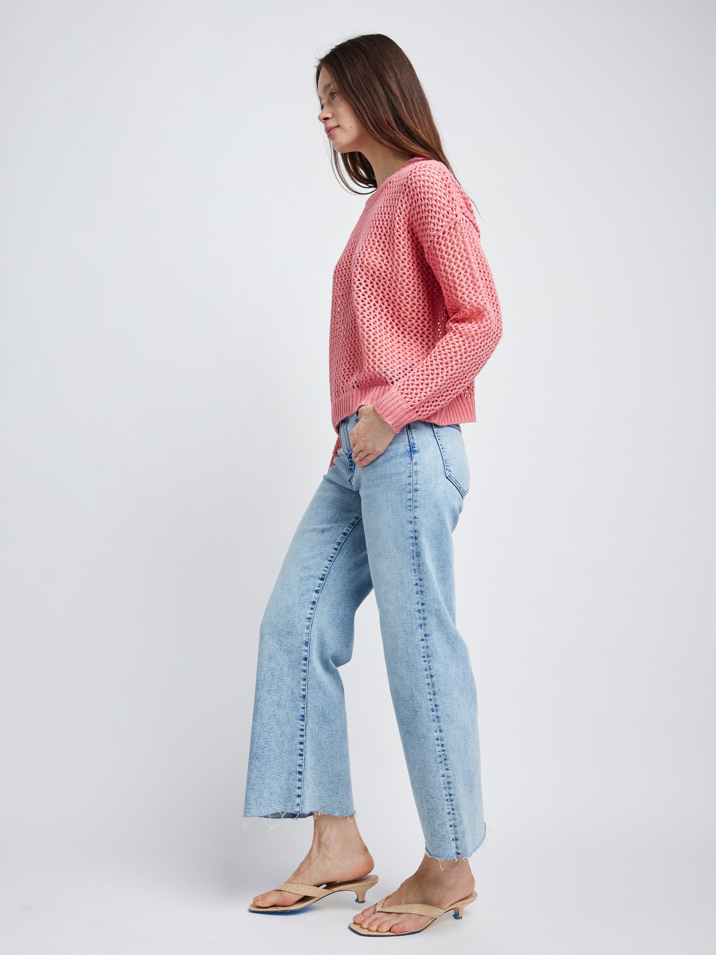 Self Contrast Womens Sweaters Alanna L/S Fishnet Sweater