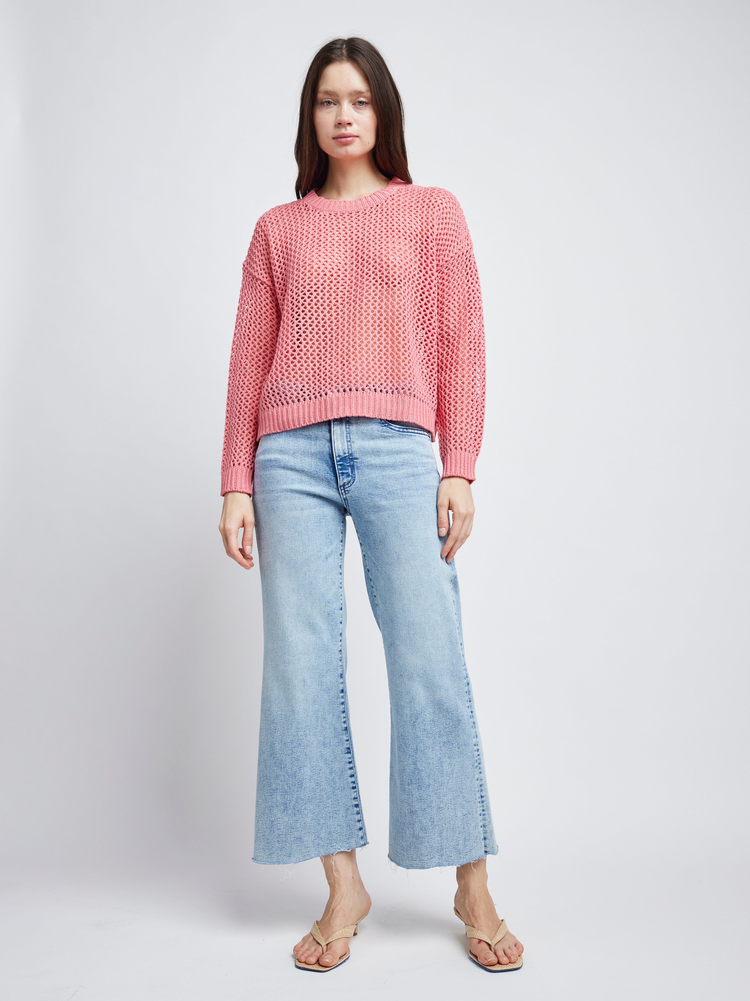 Self Contrast Womens Sweaters Alanna L/S Fishnet Sweater