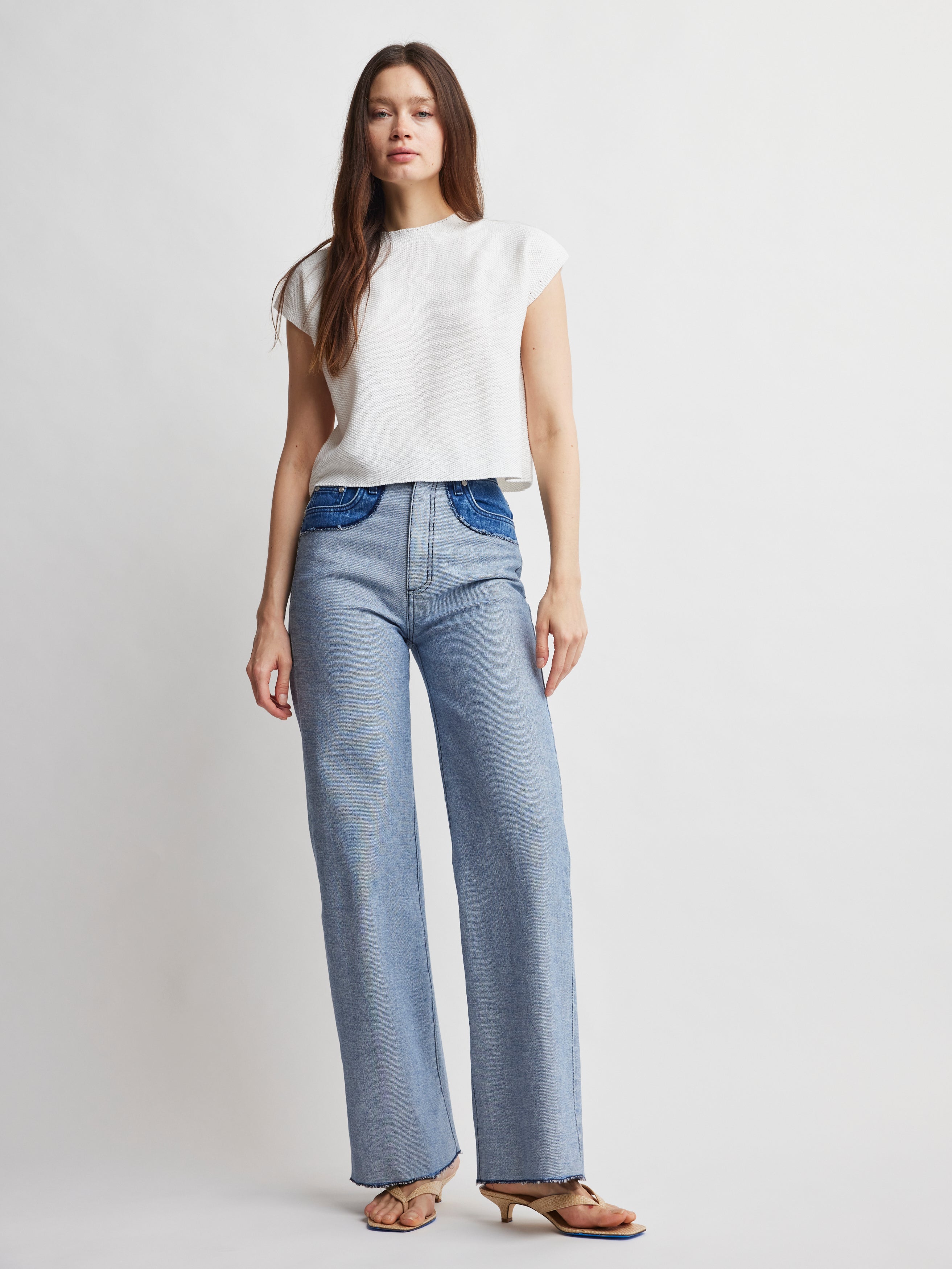 Self Contrast Womens Sweaters Gillian, Crop Sweater Tee