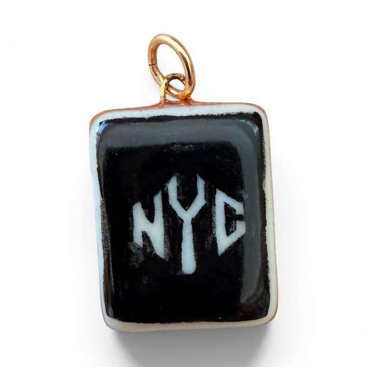 Shá Parlé Womens Jewelry B&W "NYC" Charm - Large Rectangle