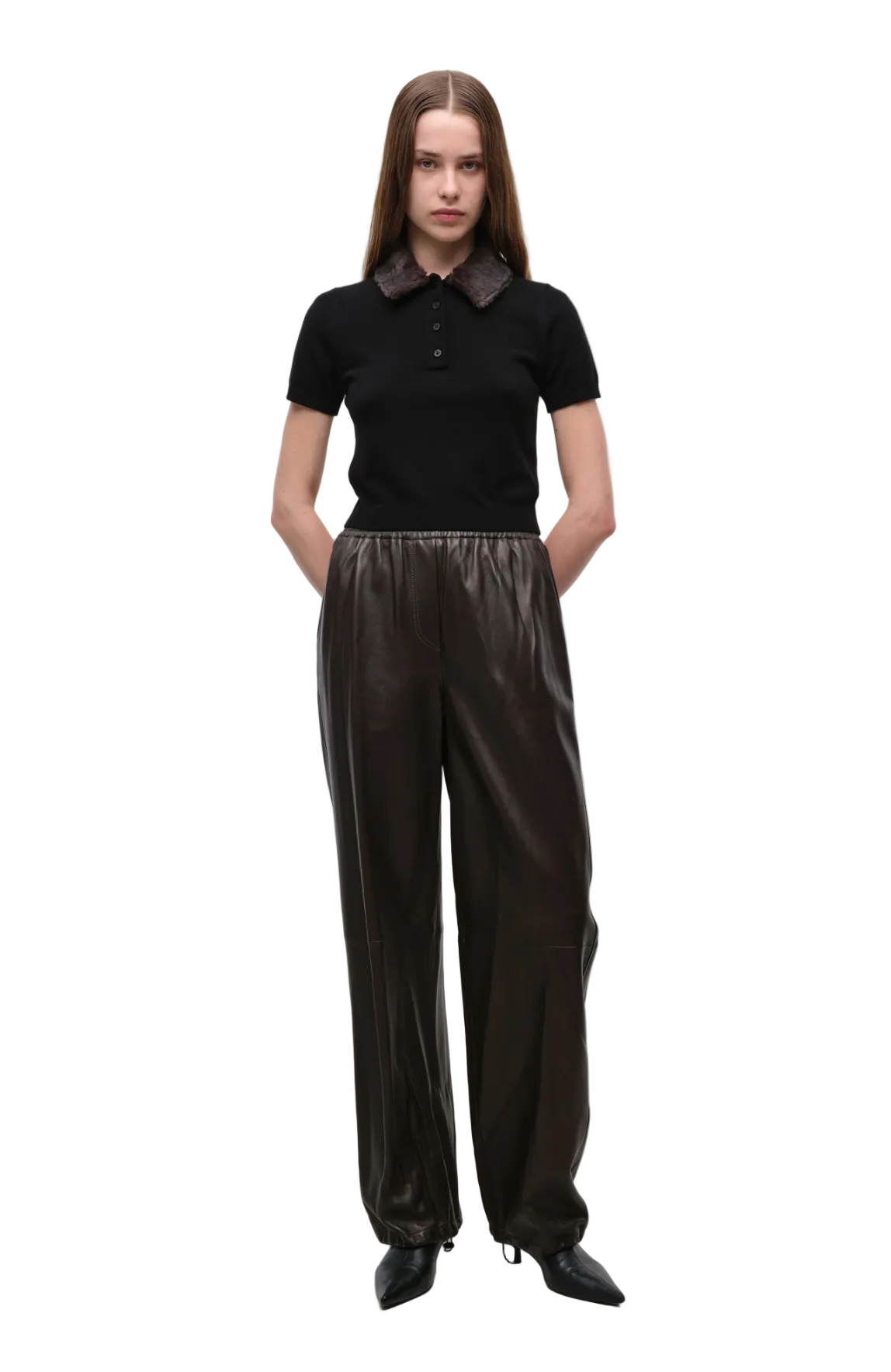 Simkhai Womens Novelty Tops XSmall / Black Chocolate Multi Vayla S/S Polo, image 1 of 2