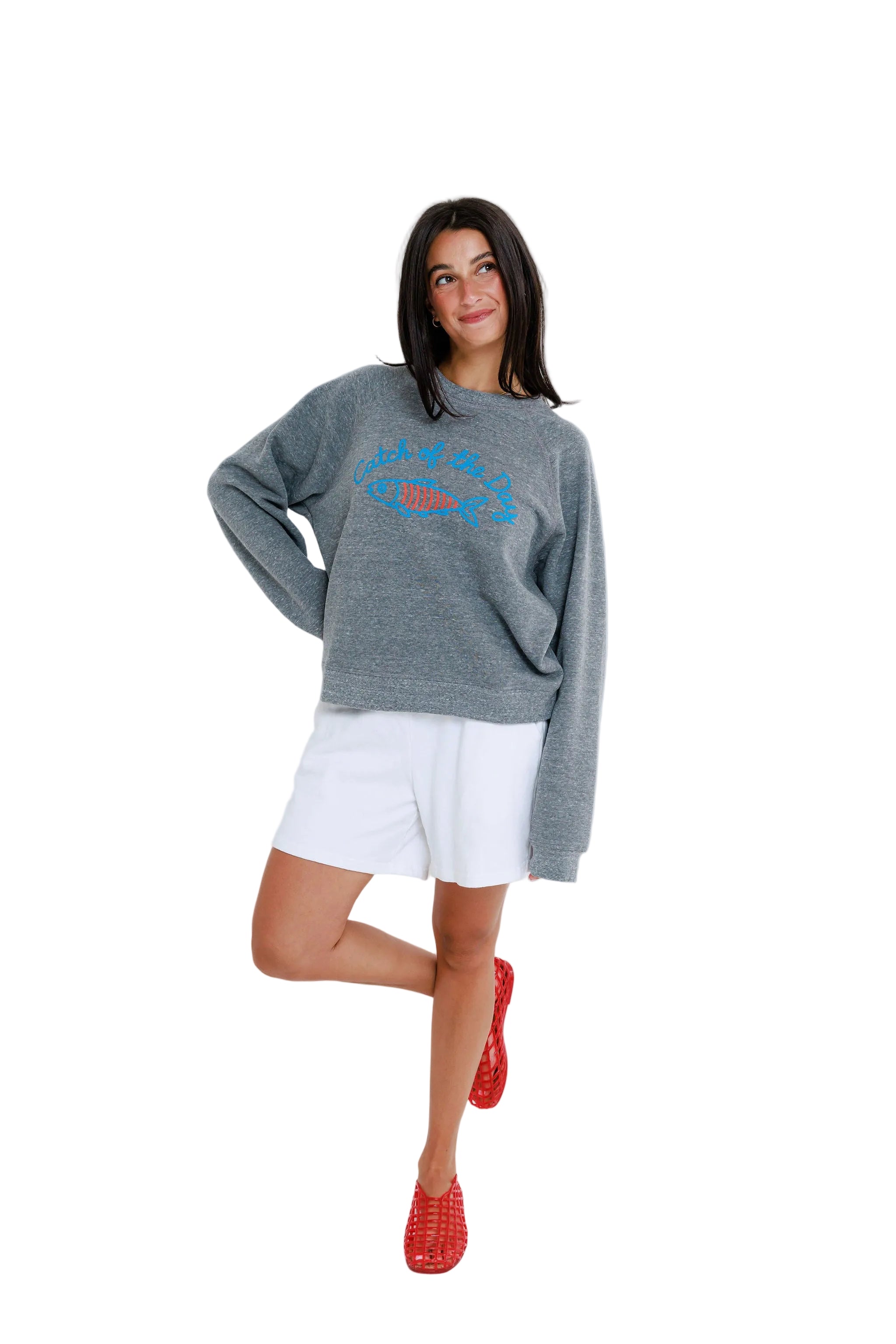 Sunny Somewhere Womens Sweaters Catch of the Day - Raglan Crew