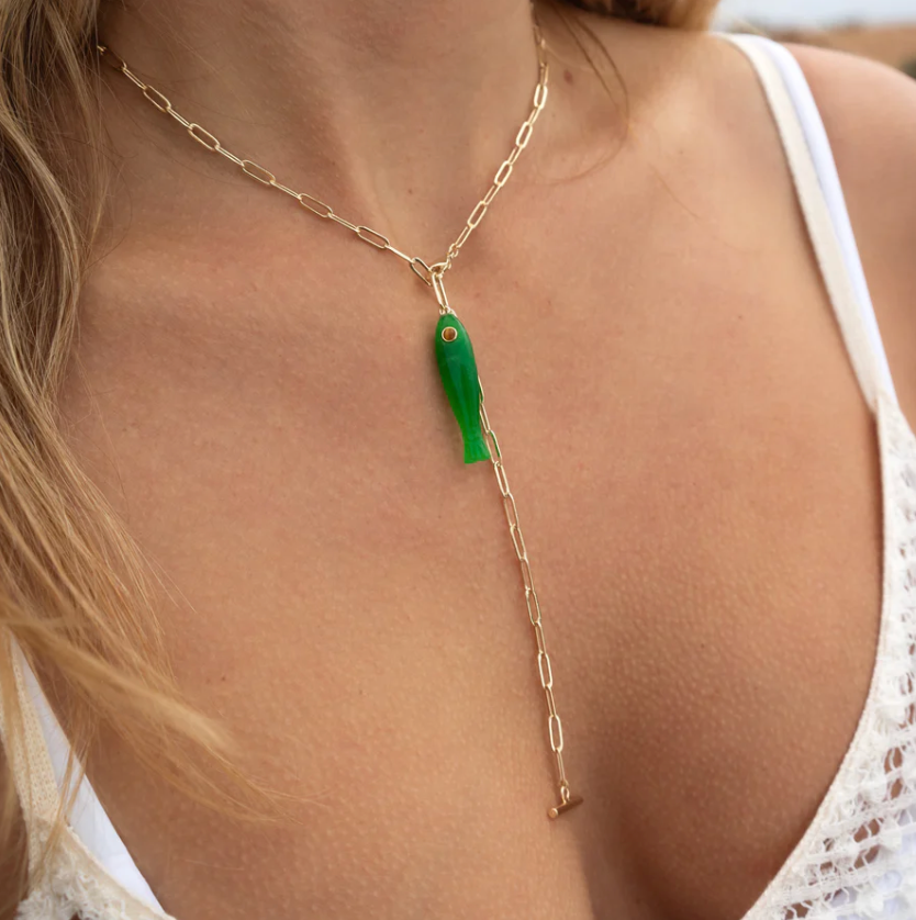 Thatch Womens Jewelry Fortuna Green Jade Fish Charm
