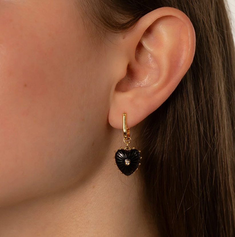 Thatch Womens Jewelry Isabel Onyx Heart Earrings