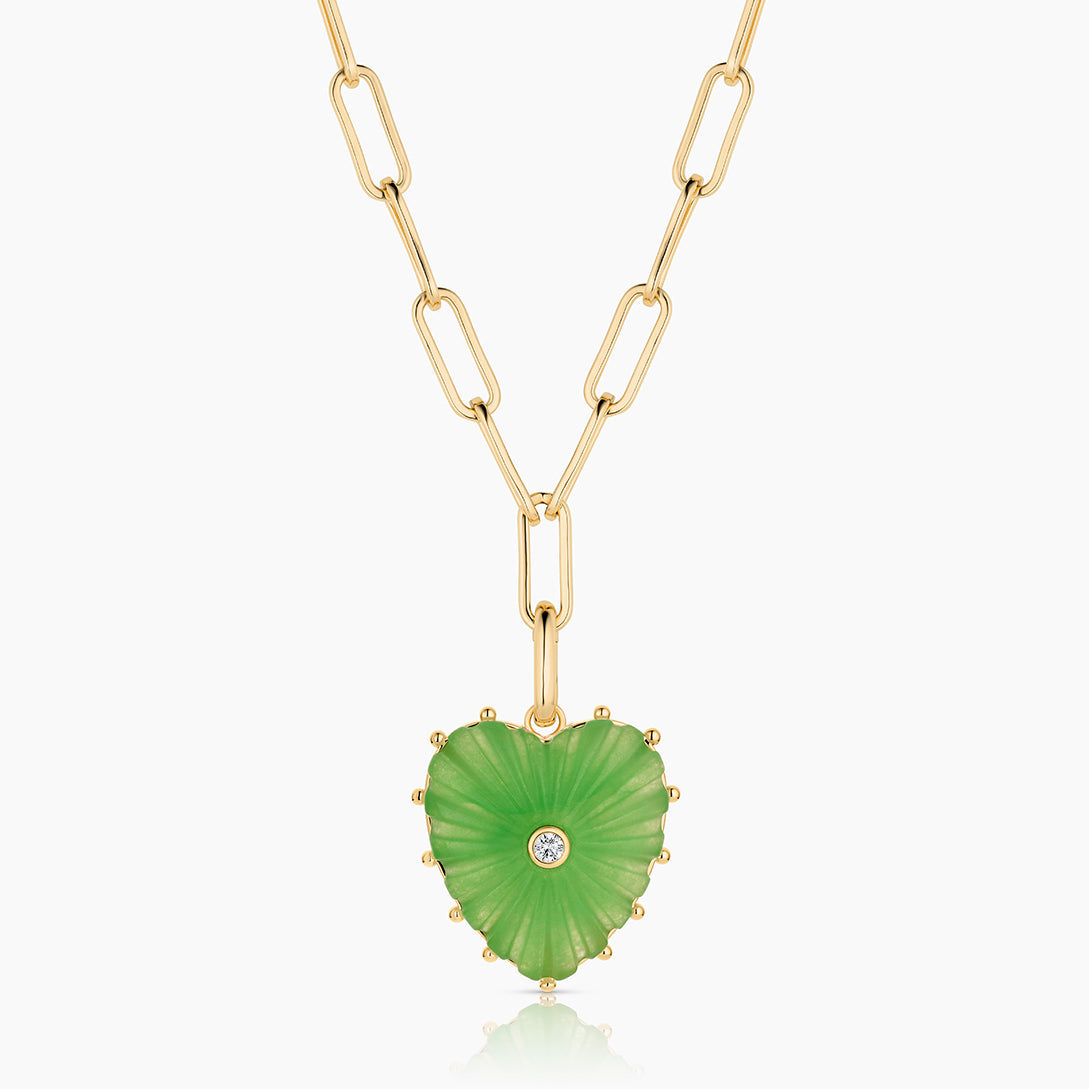Thatch Womens Jewelry Malene Light Green Jade Heart Clip Necklace