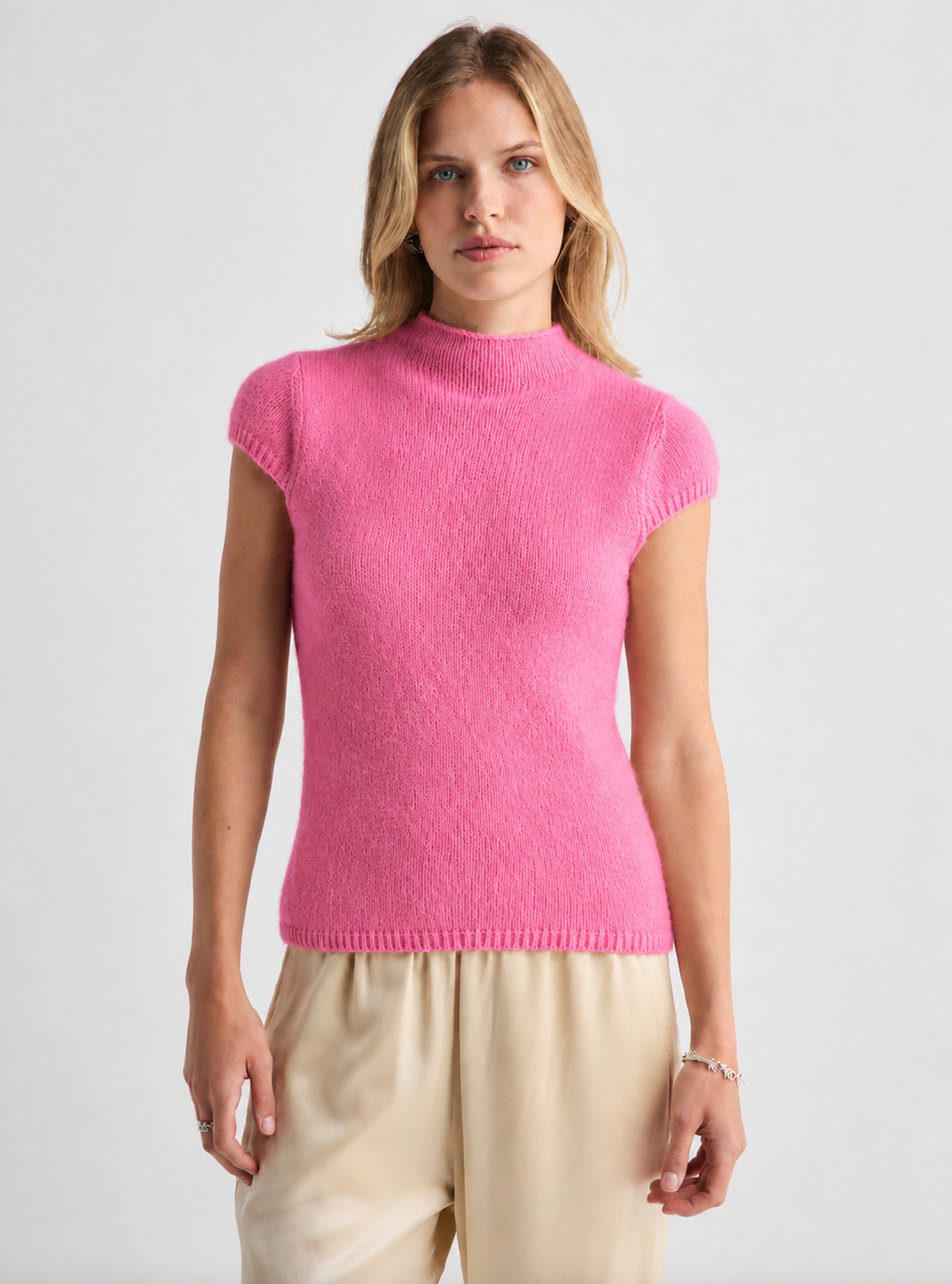 W Cashmere Brigitte Mock Neck S/S in Malibu, image 6 of 6