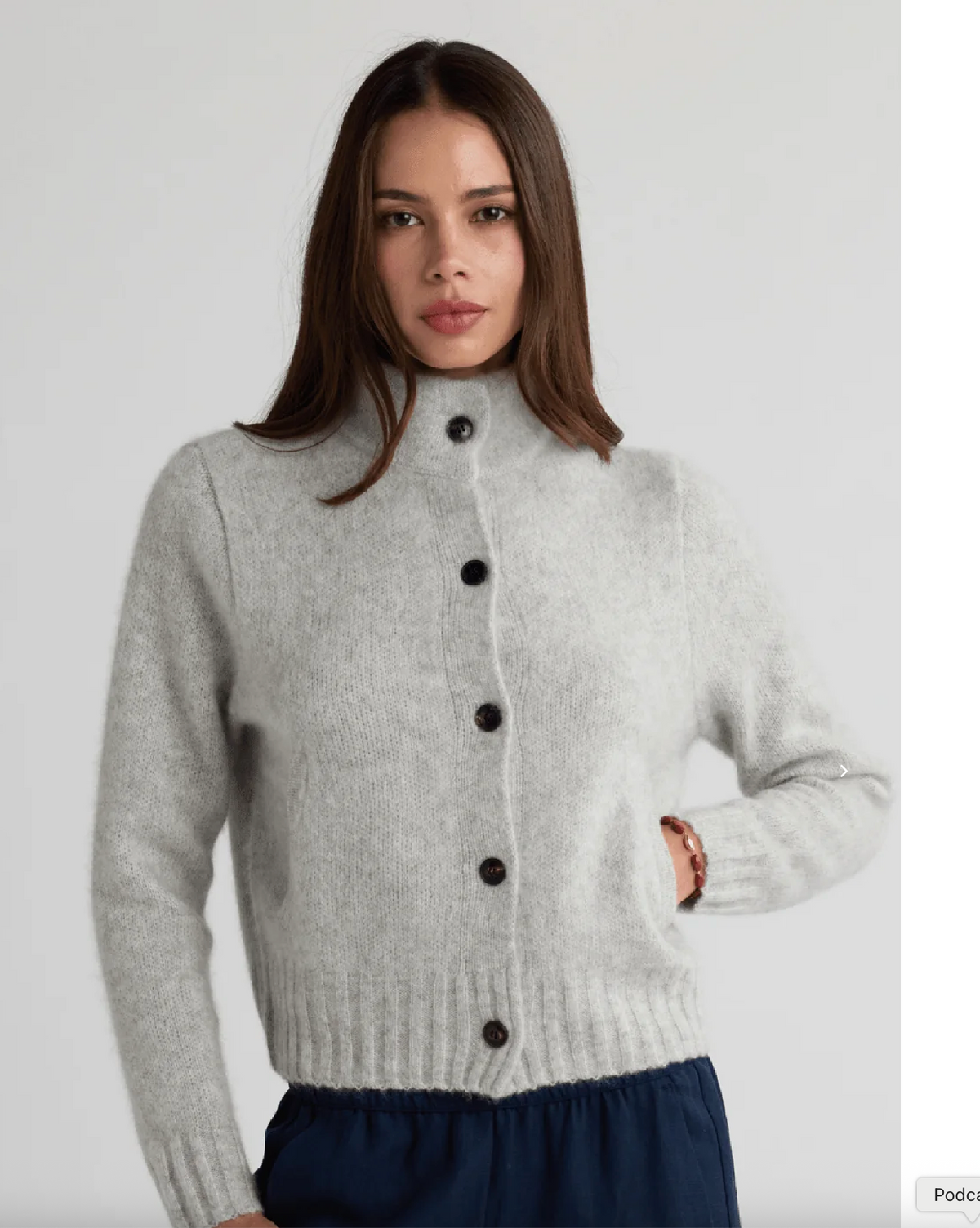 W Cashmere Quincy Cardigan in Mist, image 4 of 6