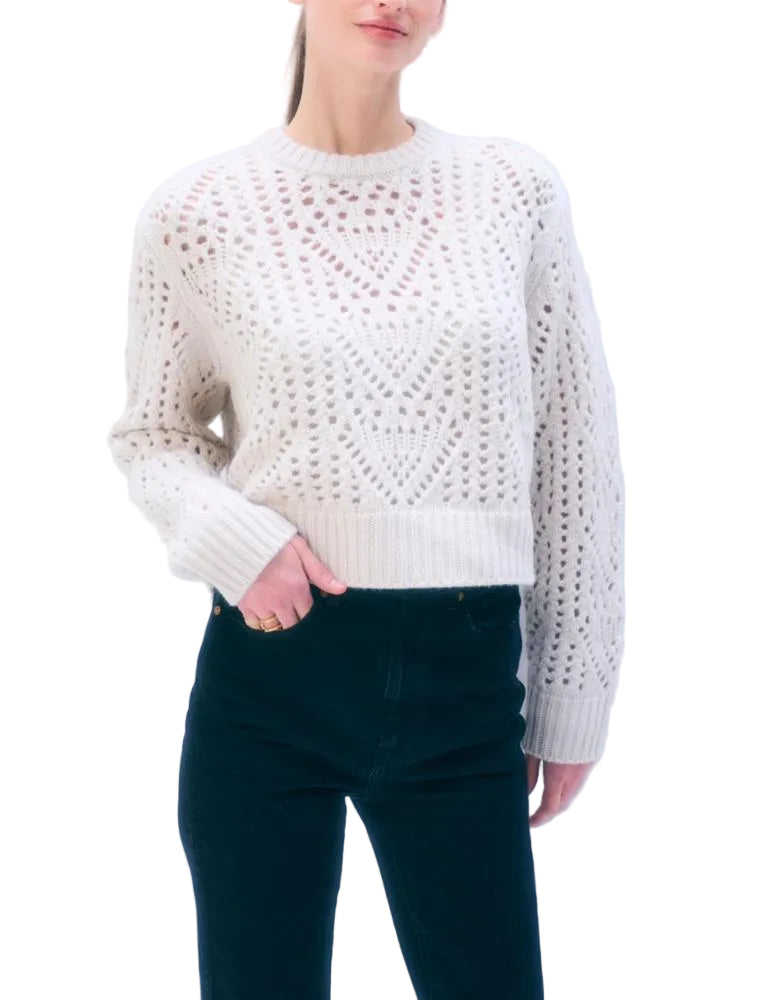 White & Warren Womens Sweaters - Cashmere XSmall / Ivory Cashmere Blend Crewneck