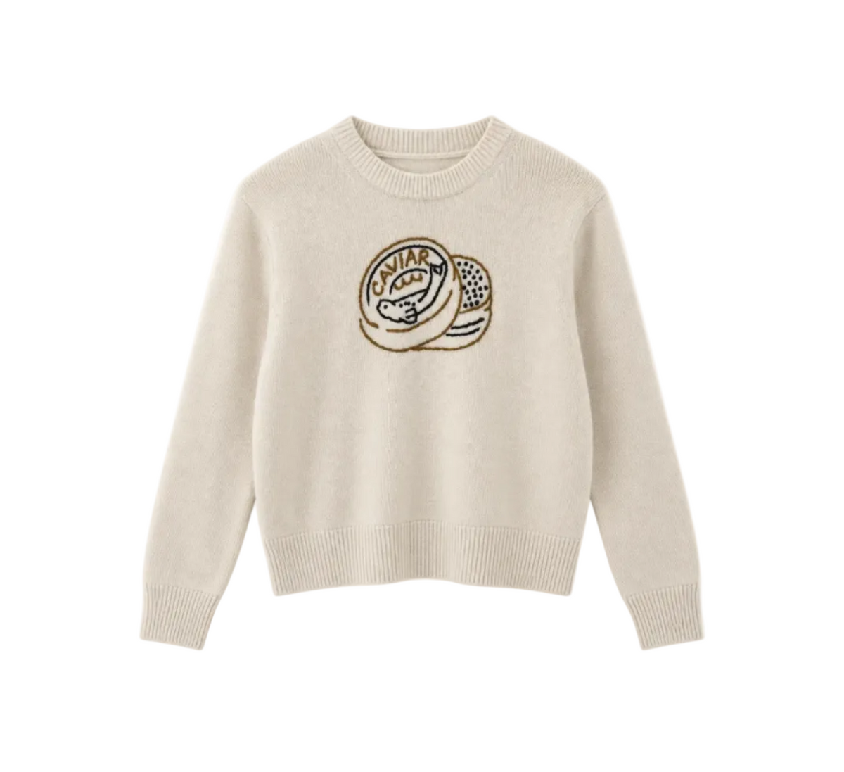 White & Warren Womens Sweaters - Cashmere Cashmere Embroidered Caviar Sweater