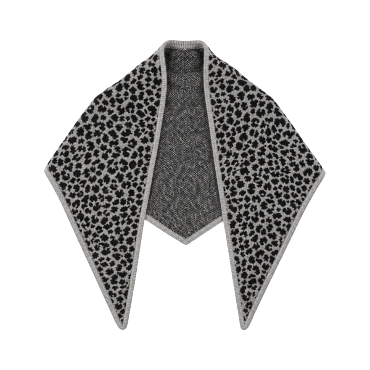 White & Warren Womens Sweaters - Cashmere Grey Heather/Black Cashmere Leopard Neckerchief