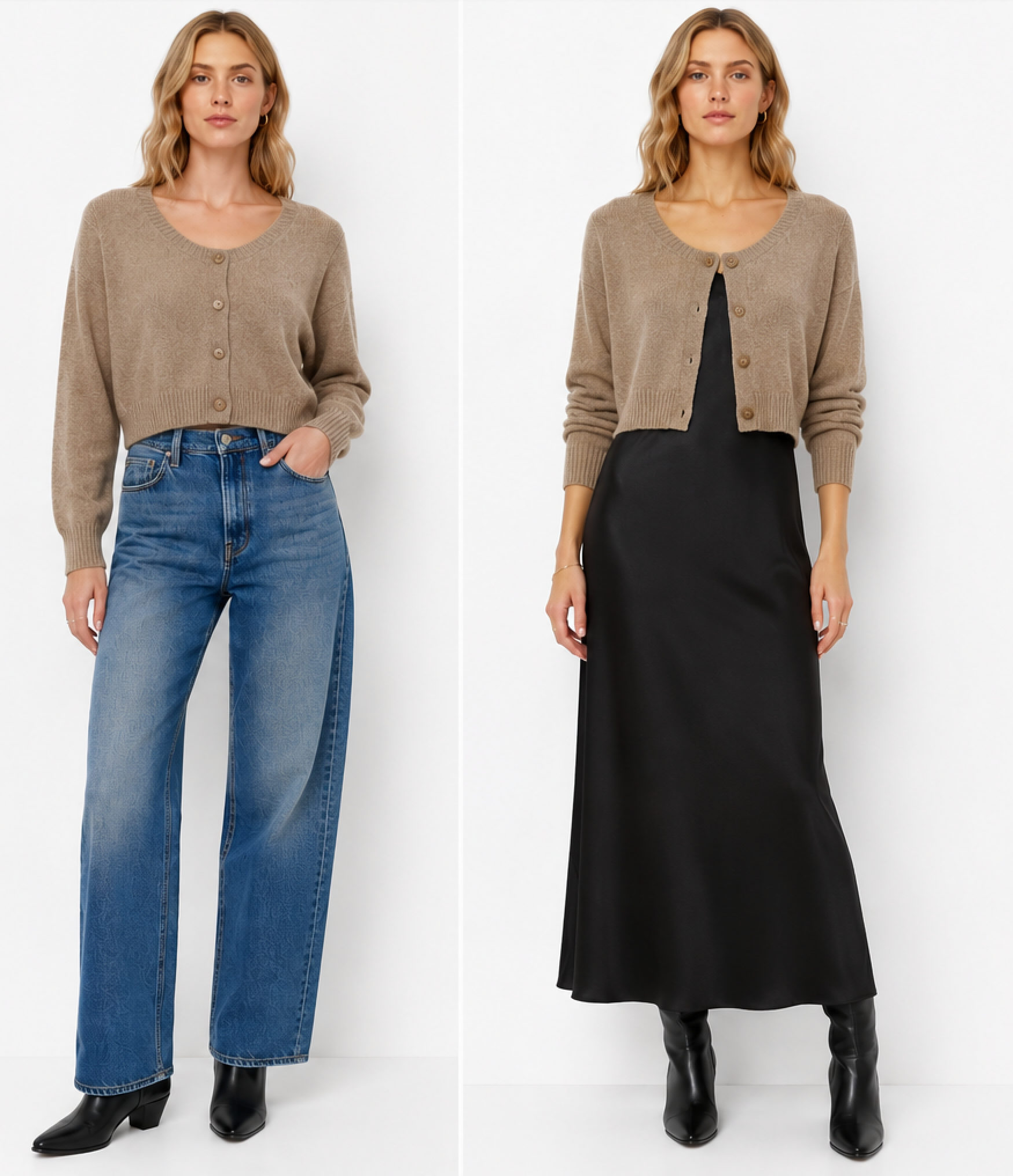 White & Warren Womens Sweaters - Cashmere Cashmere Scoop Cropped Cardigan