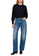 White & Warren Womens Sweaters - Cashmere XSmall / Deep Navy Cashmere Structured Sleeve Cardigan