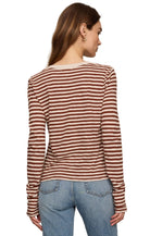Z Supply Womens Basics Junie L/S Stripe Slub Tee