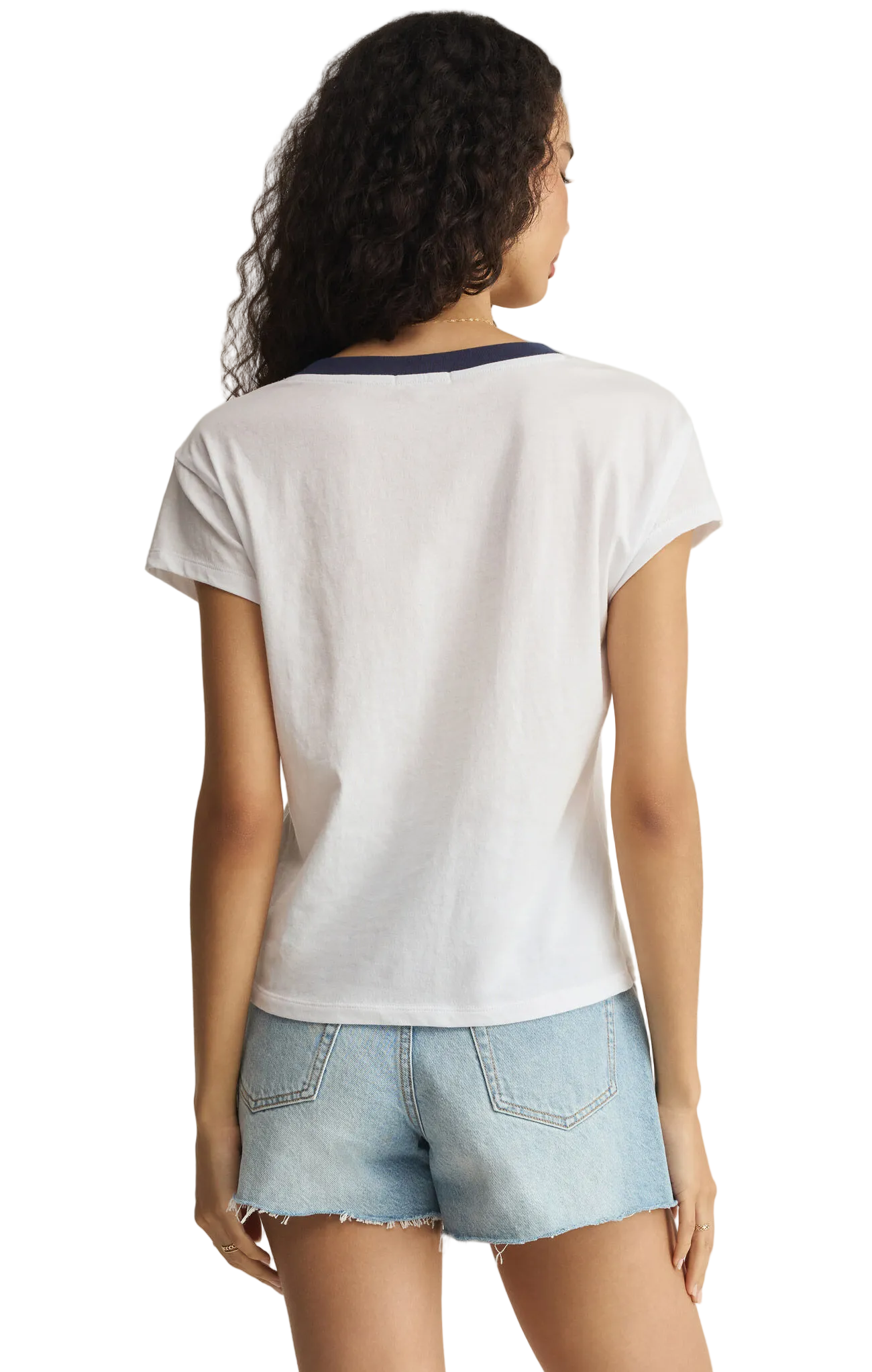 Z Supply Womens Basics Modern Colorblocked V-Neck Tee