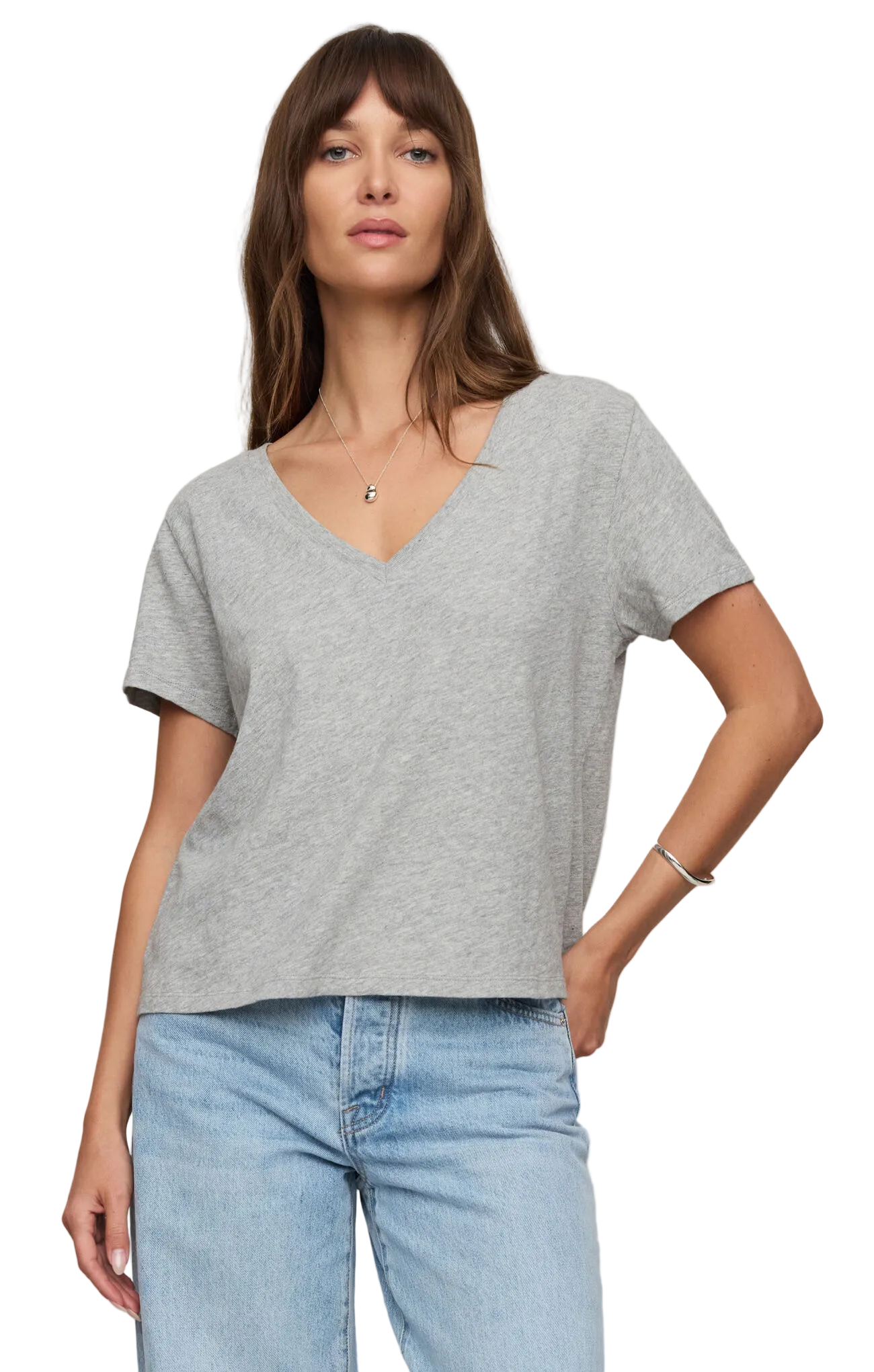 Z Supply Womens Basics XSmall / Classic Heather Grey Nomad V-Neck Tee
