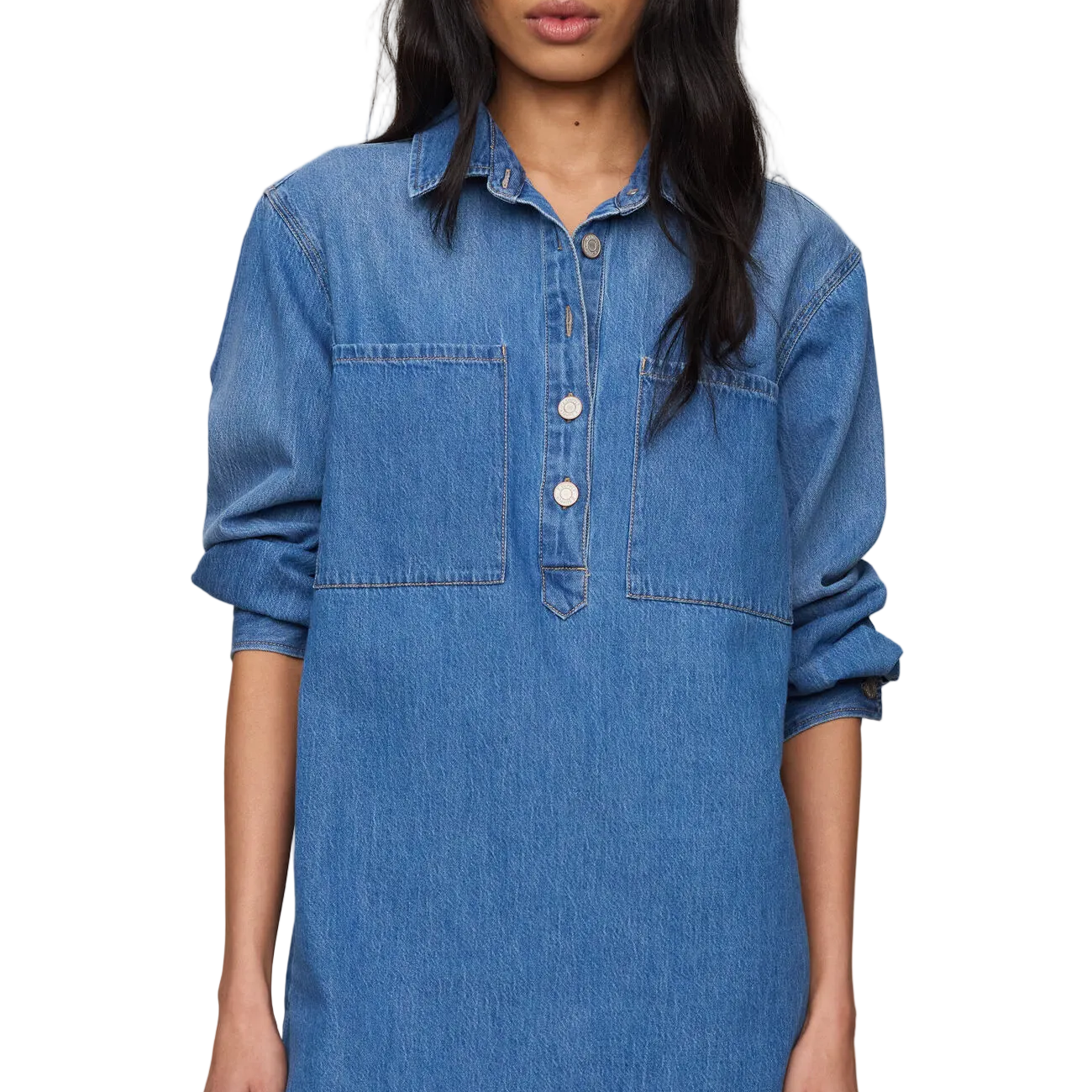 izzy denim shirt dress ALLSAINTS Izzy Studded Denim Dress