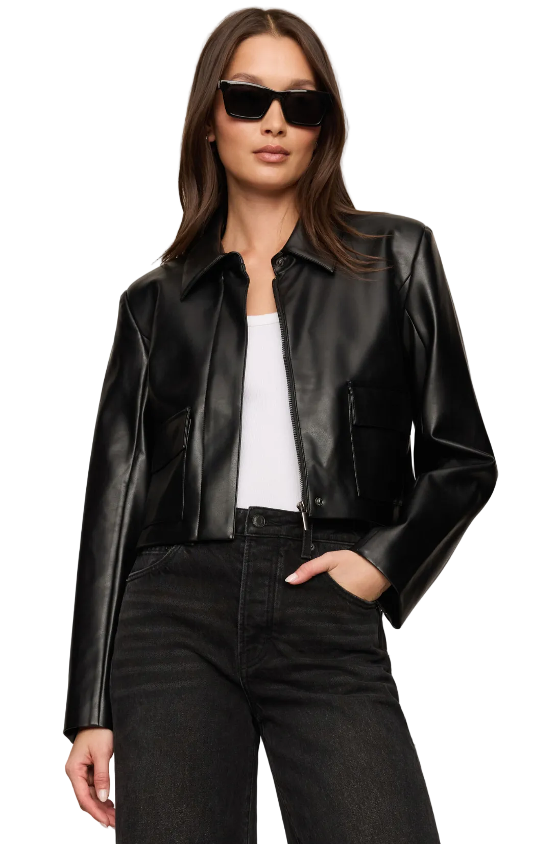Z Supply Ainsley Leather Jacket in Black, image 1 of 3