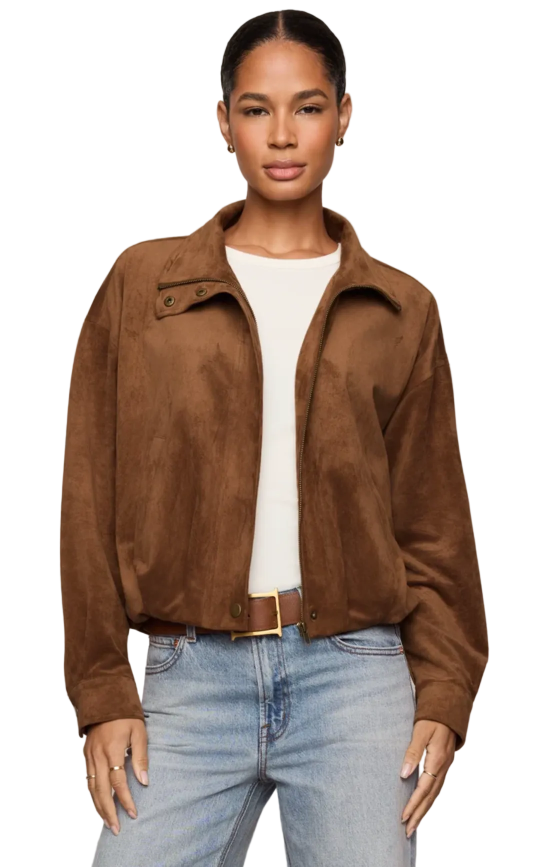 Z Supply Corin Bubble Hem Jacket in Saddle Suede, image 1 of 3