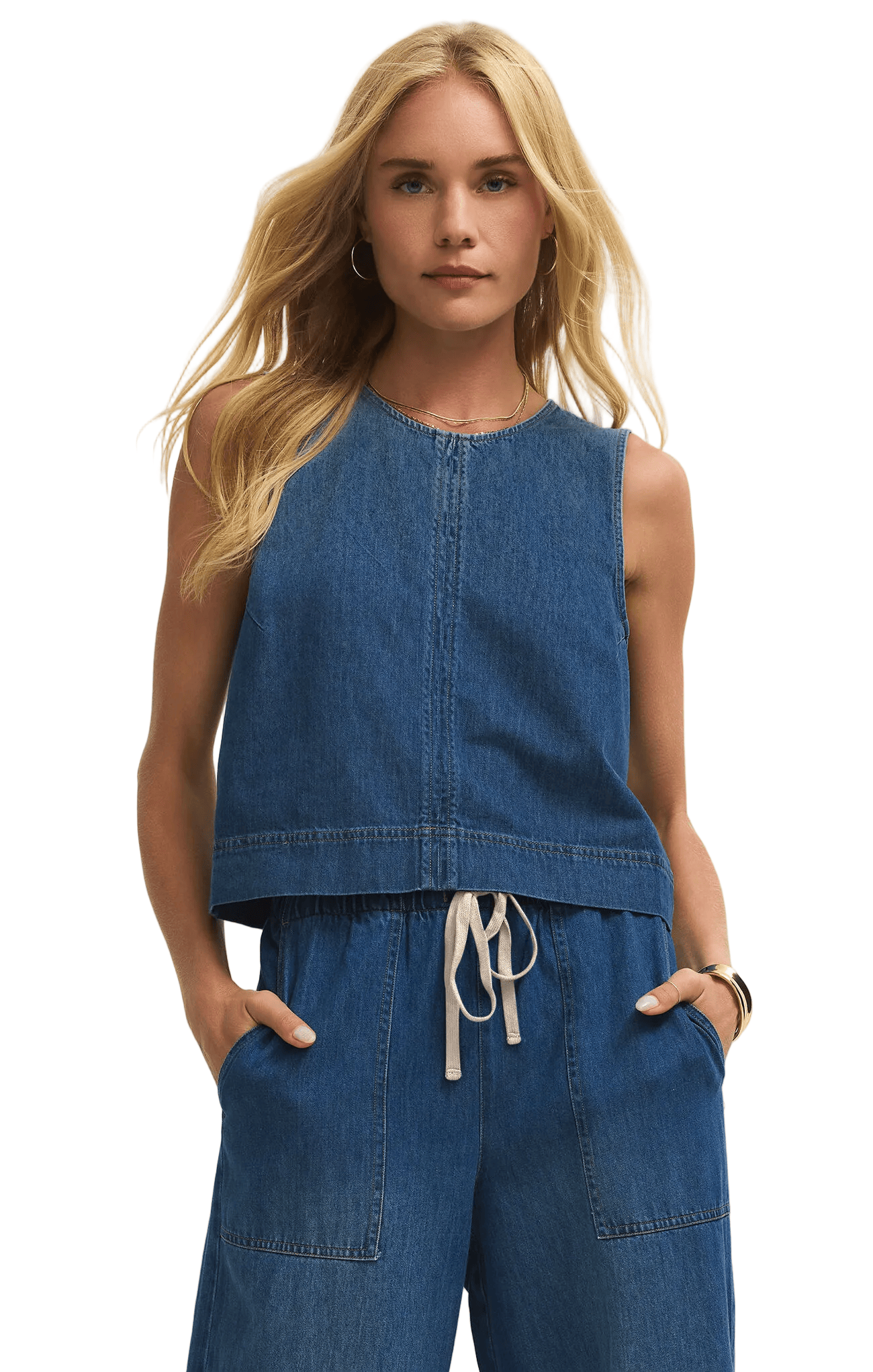 Z Supply Womens Novelty Knit Tops Sun Seeker Denim Tank