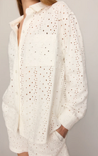 Z Supply Womens Novelty Tops Elise Knit Eyelet Button Up