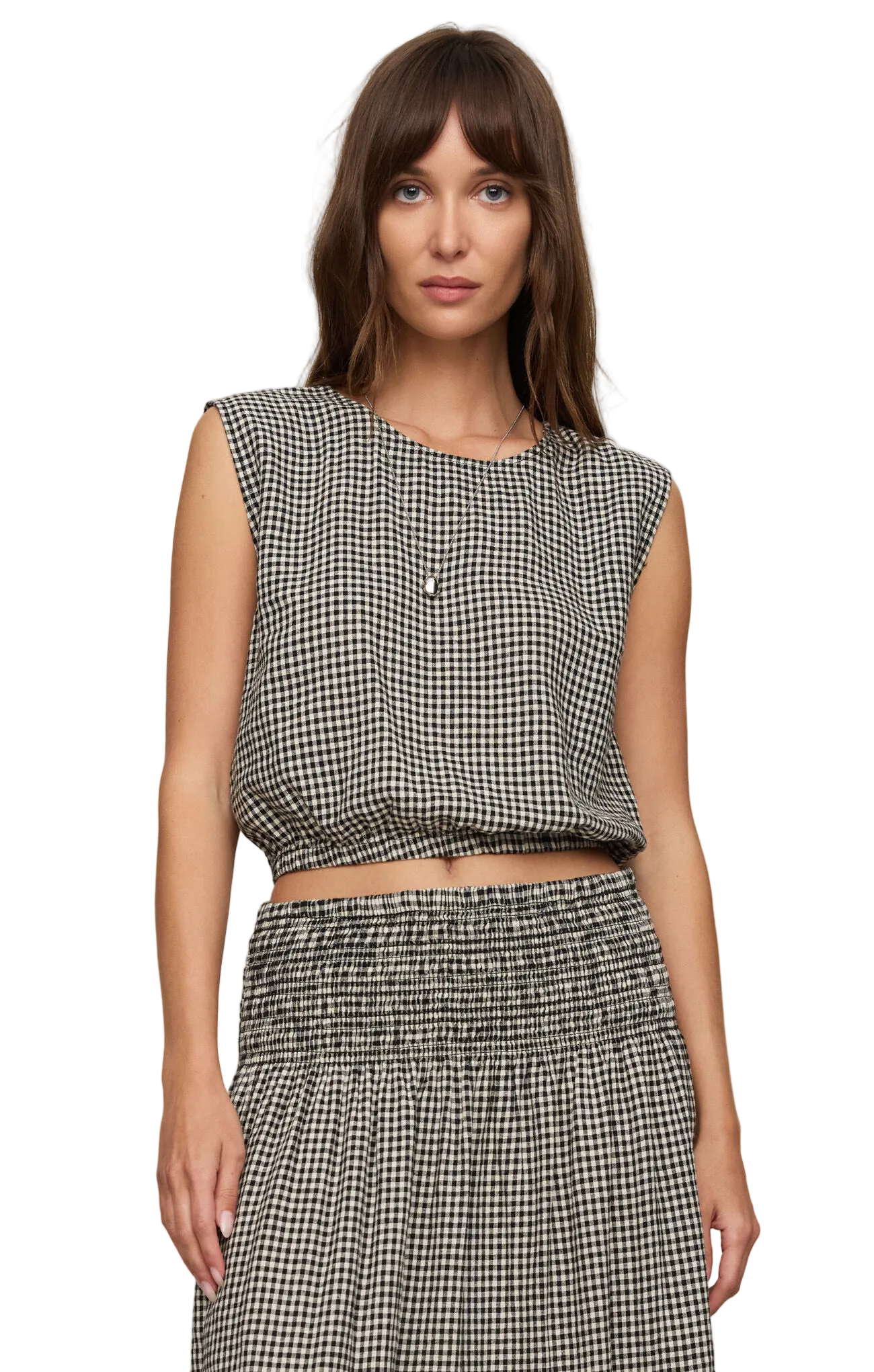 Z Supply Womens Novelty Tops XSmall / Black Merit Gingham Top