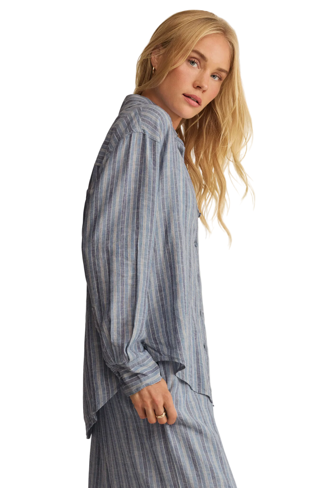Z Supply Womens Novelty Tops The Perfect Striped Button Up
