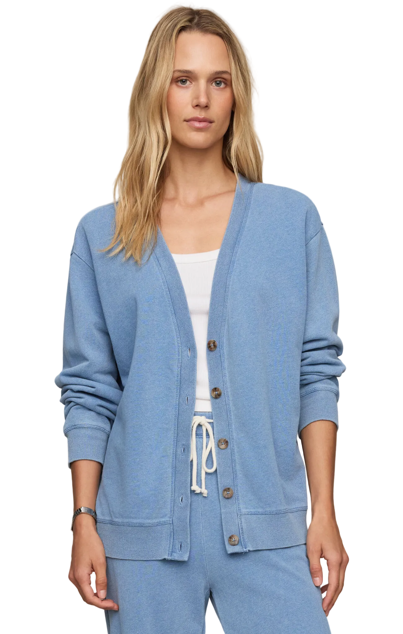 Z Supply Womens Sweaters XSmall / Santorini Indigo Dazed End Knit Denim Cardigan