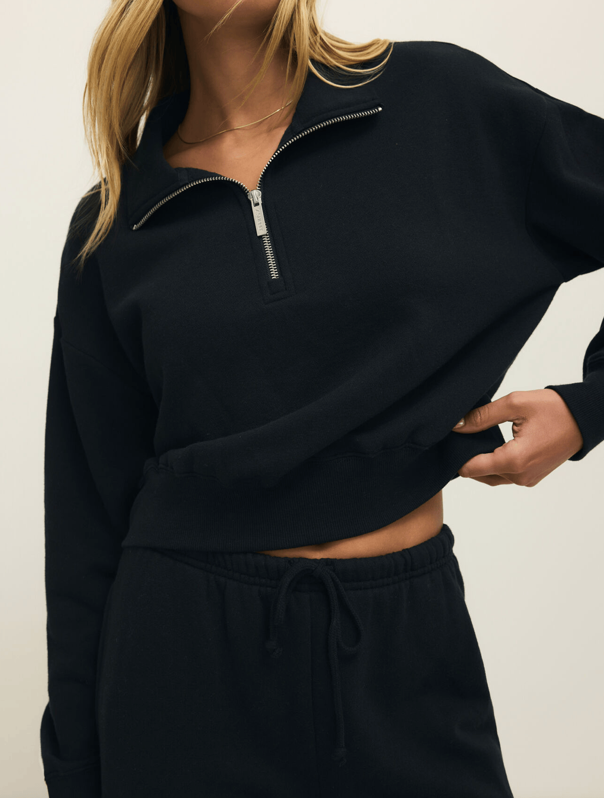 Z Supply Womens Sweaters Downtown Half Zip Sweatshirt