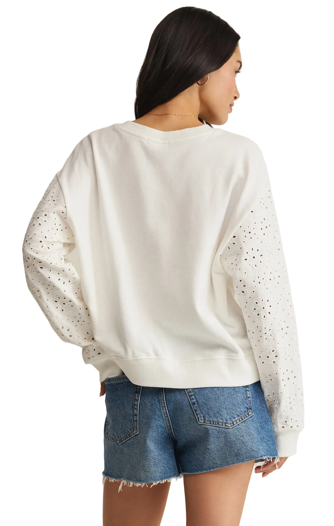 Z Supply Womens Sweaters Mosaic Knit Eyelet Sweatshirt
