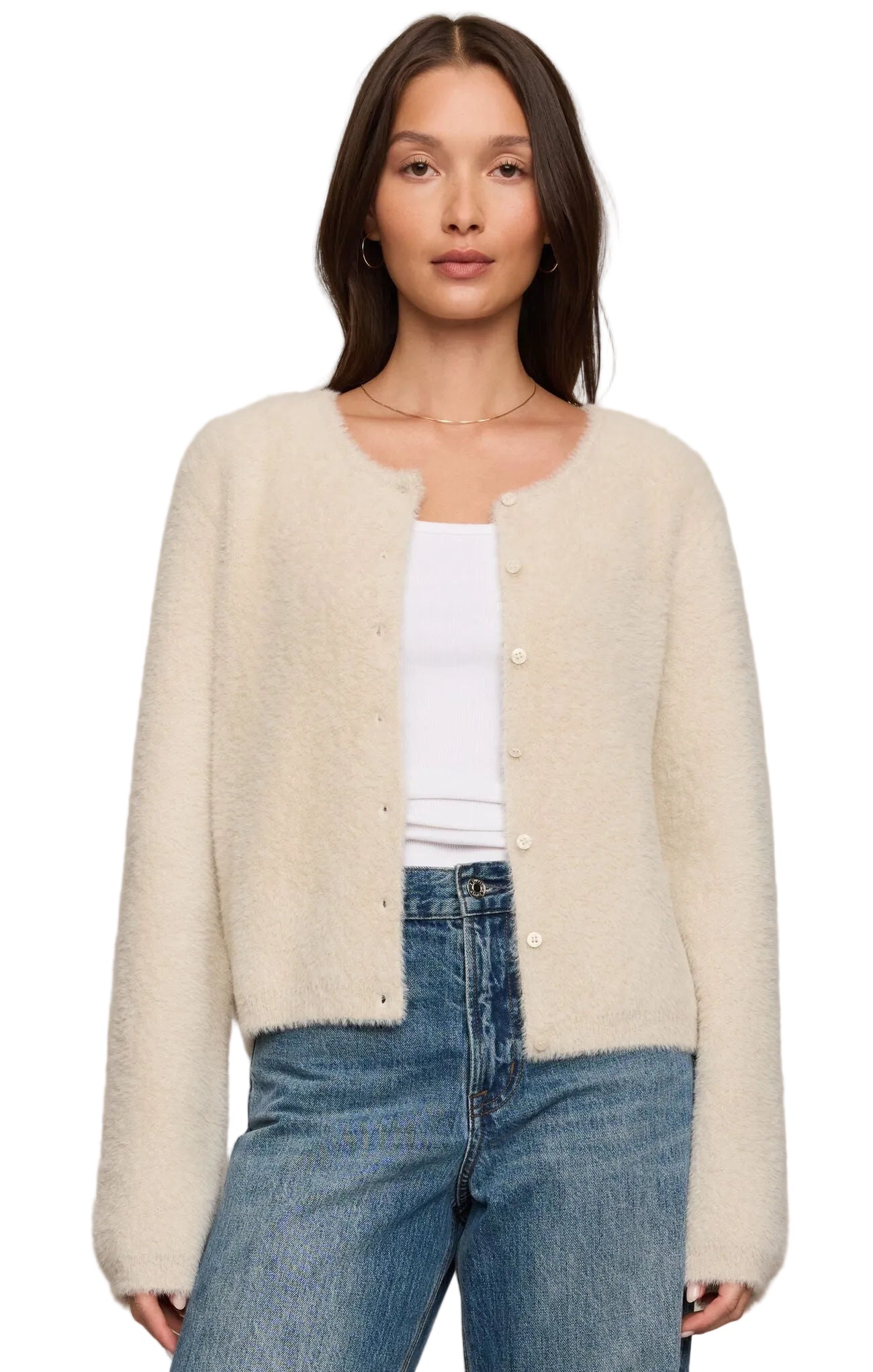 Z Supply Womens Sweaters XSmall / Frosted Pearl Winterglow Fluffy Cardigan